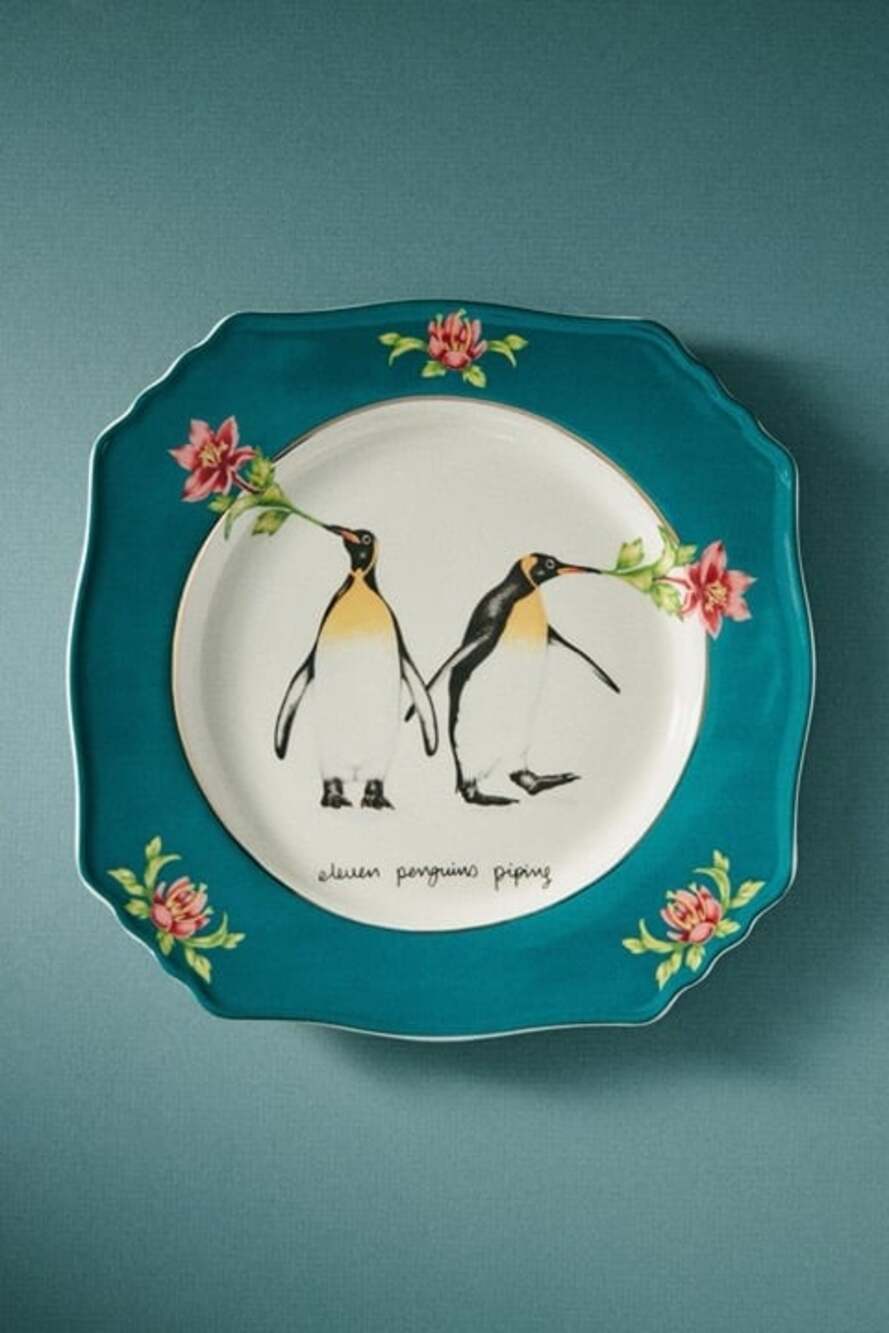 NWT Anthropologie Lou Rota 12 Days Christmas Dessert Plate Pipers Piping